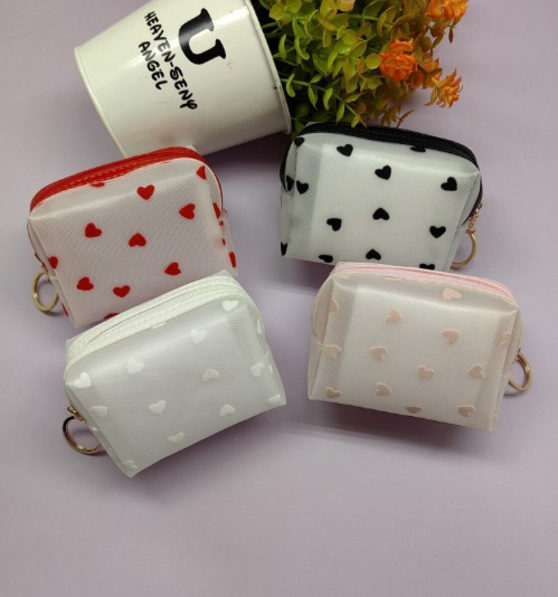 MONEDERO DE GASA CON CORAZÓN (RECTANGULAR) 