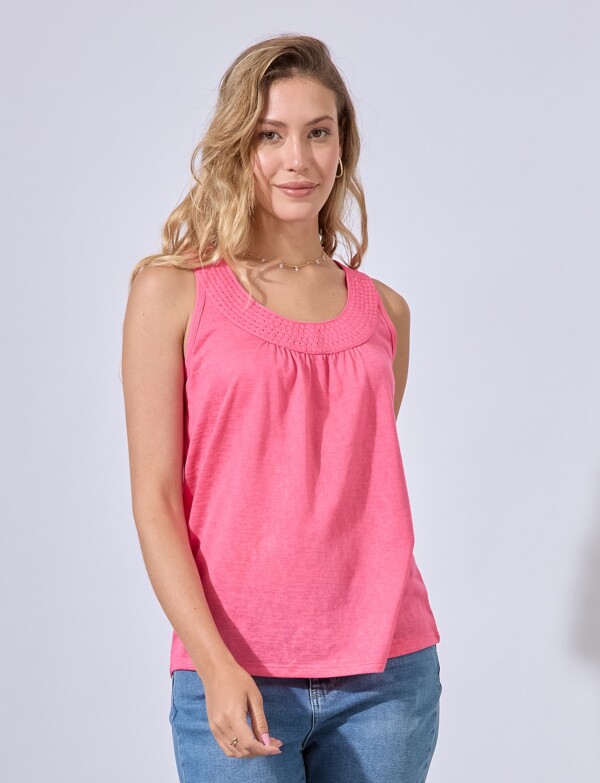 Musculosa Escote Crochet ROSA