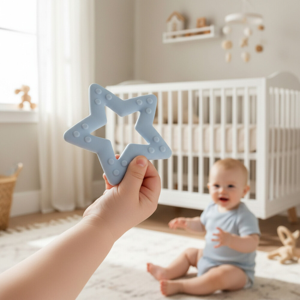 Mordillo silicona estrella Mumlove celeste