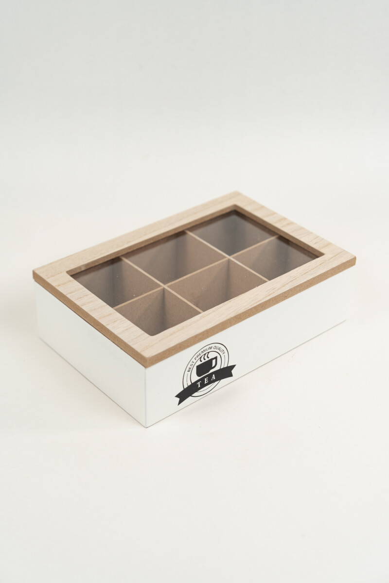 Caja Para Té Aryel, 6 Separaciones. - Blanco 