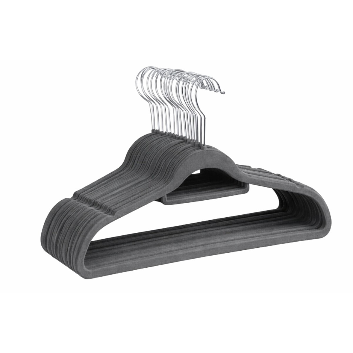 PERCHA TERCIOPELO PACK X10 - GRIS 