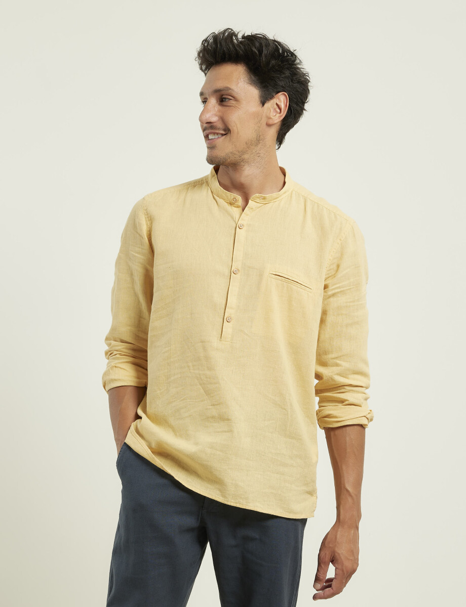 012105 CAMISA HARRINGTON LABEL DE LINO Mostaza