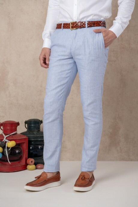 Pantalón de lino Slim Fit Sky Blue