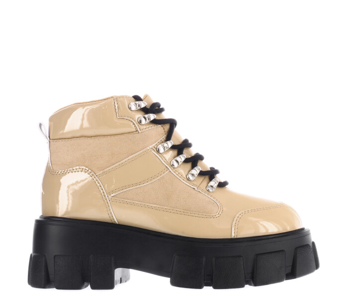 Bota RIO acordonada con materiales combinados Nude/Patent