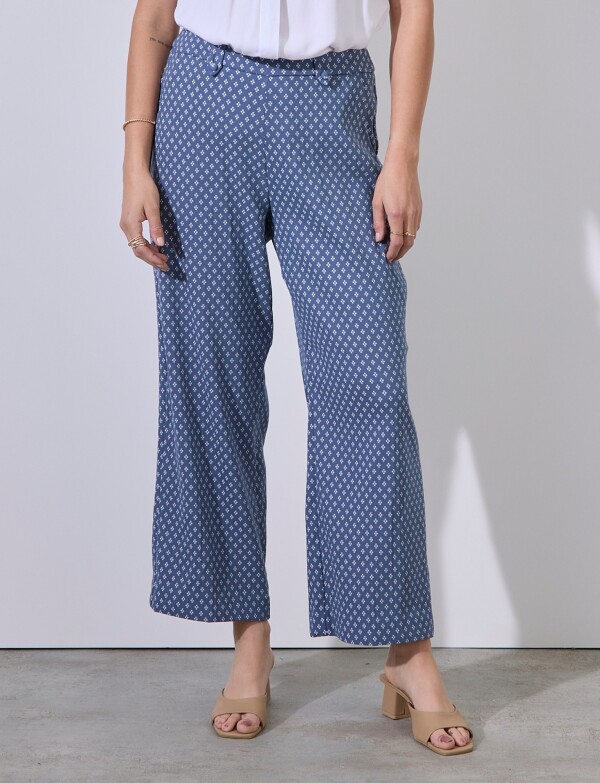 Pantalon Flores AZUL/BLANCO