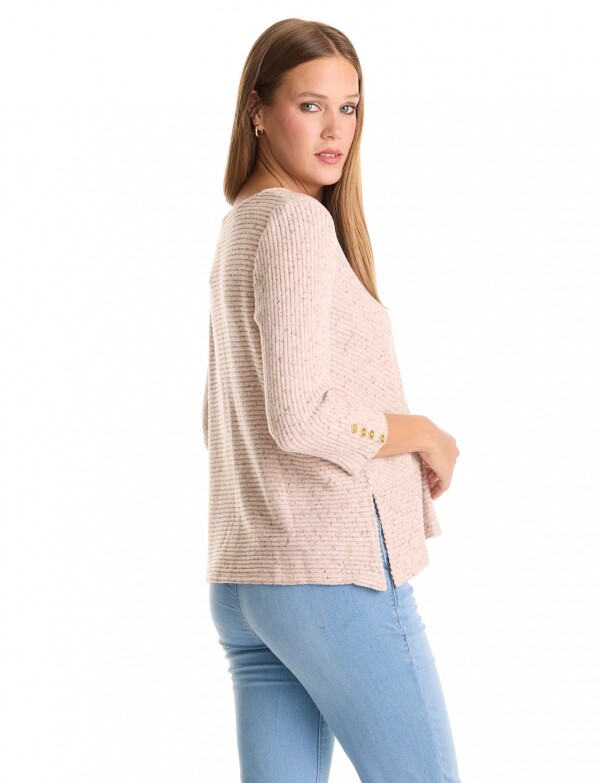 Buzo Ribs Det Btn BEIGE