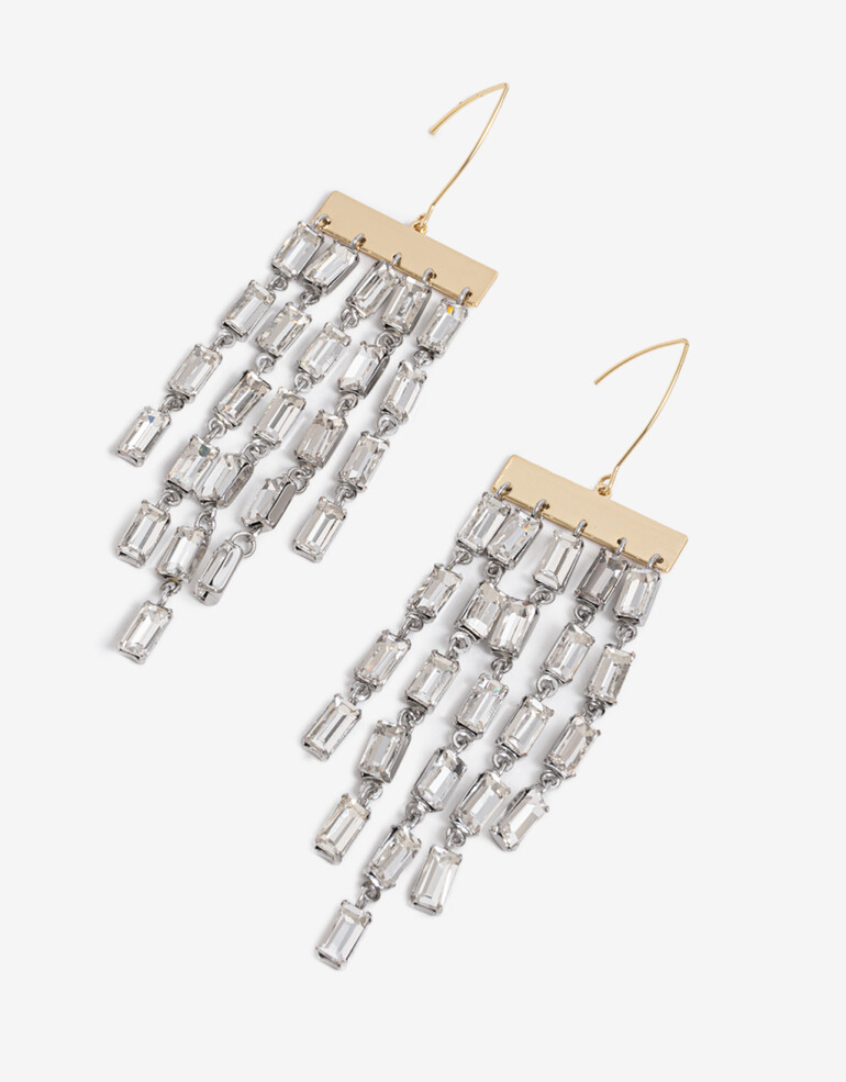 Aros Colgantes Largos Strass Aros Colgantes Largos, Statement Night - Dorado