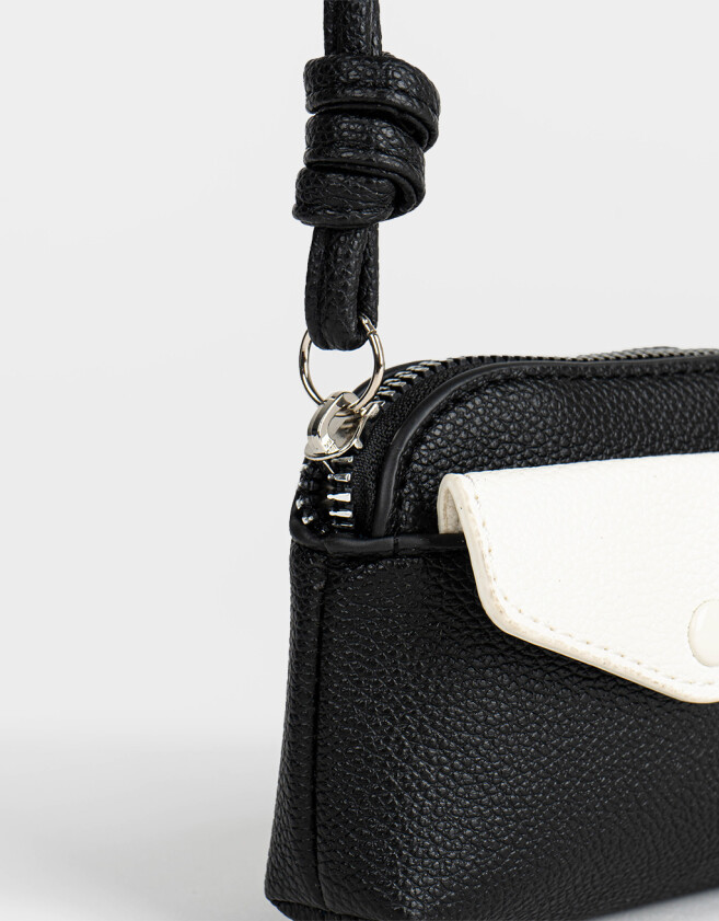 Monederos Monedero De Cuerina Bicolor - Negro