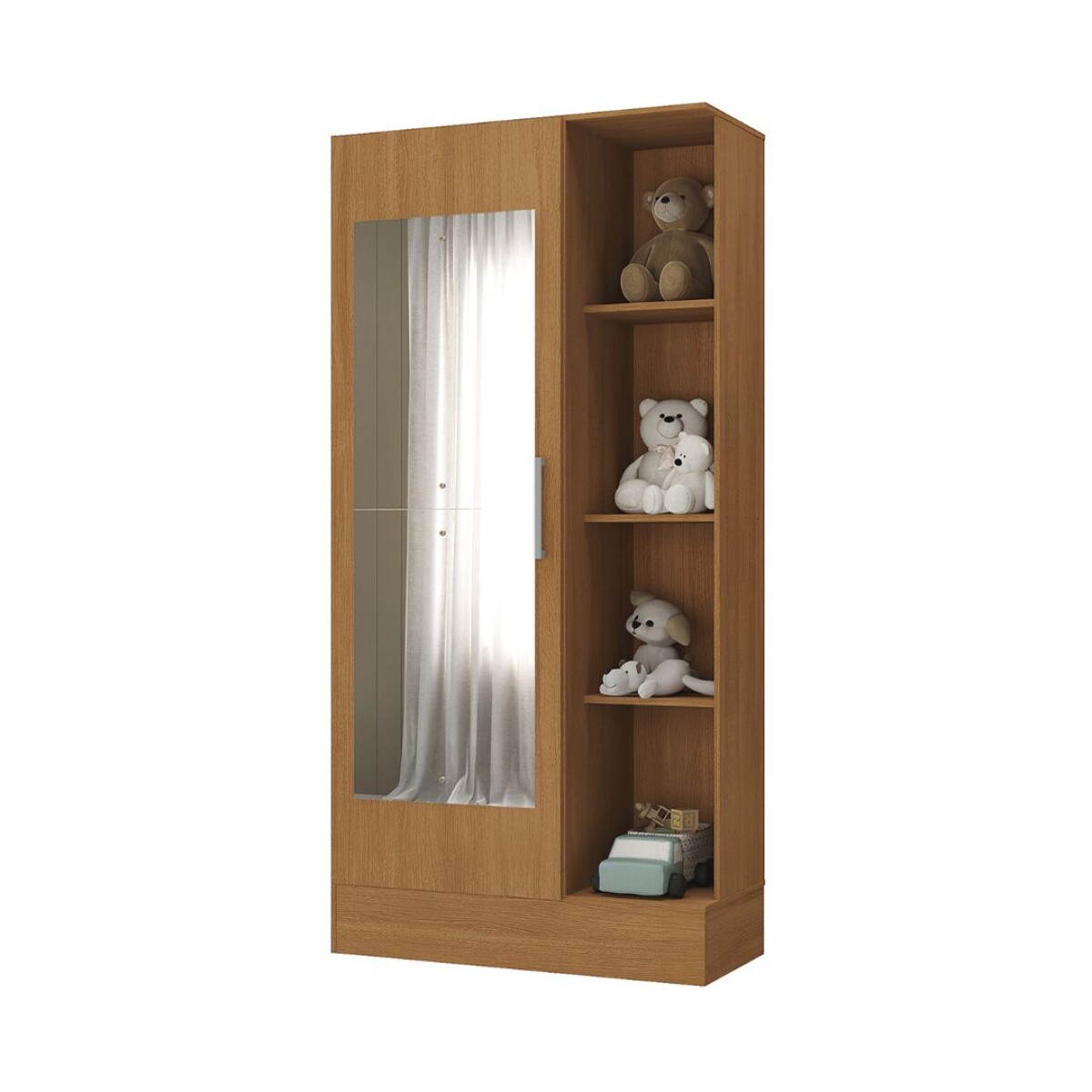 Multiuso Osaka 1 Puerta 4 Estantes c/Espejo Cedro 