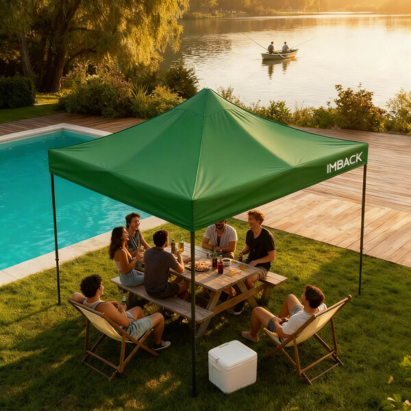 Gazebo Plegable 3x3 M Auto armable Toldo Playa Jardin Carpa Tela 600d IMBACK Color Verde Gazebo Plegable 3x3 M Auto armable Toldo Playa Jardin Carpa Tela 600d IMBACK Color Verde