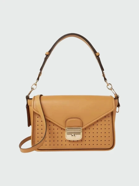 Longchamp -Cartera de cuero con solapa, Mademoiselle Mostaza