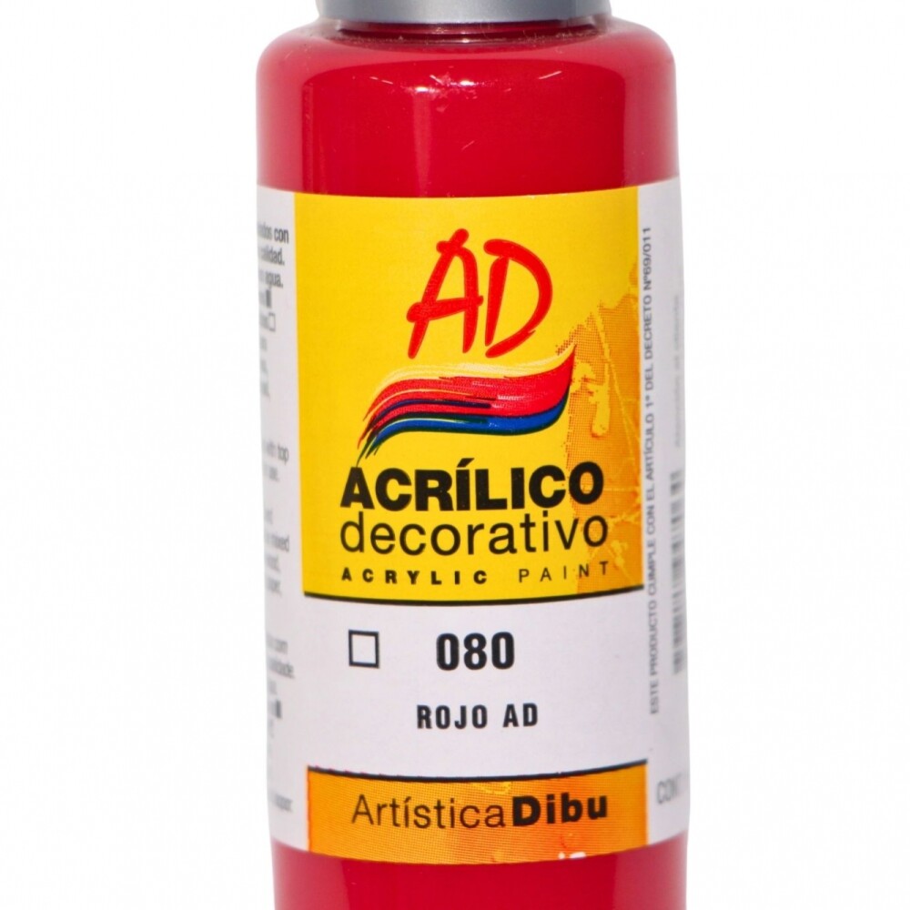 PINTURA ACRILICA ARTISTICA DIBU 60 ML. DIFERENTES COLORES COLOR ROJO AD 080