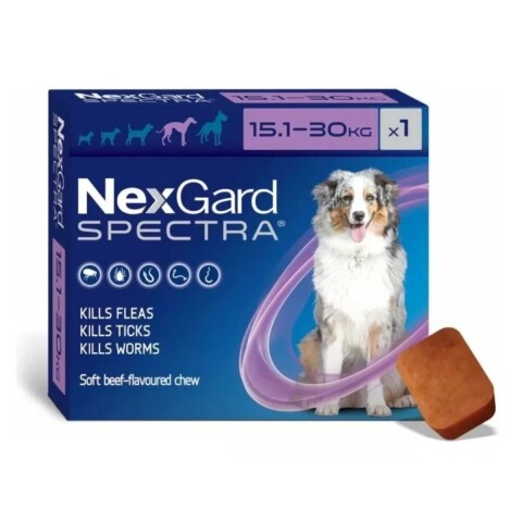 NEXGARD SPECTRA ANTIPARASITORIO INTERNO Y EXTERNO DE 15,1 A 30 KG