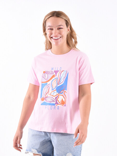 REMERA WILD FLORA ROSA CLARO