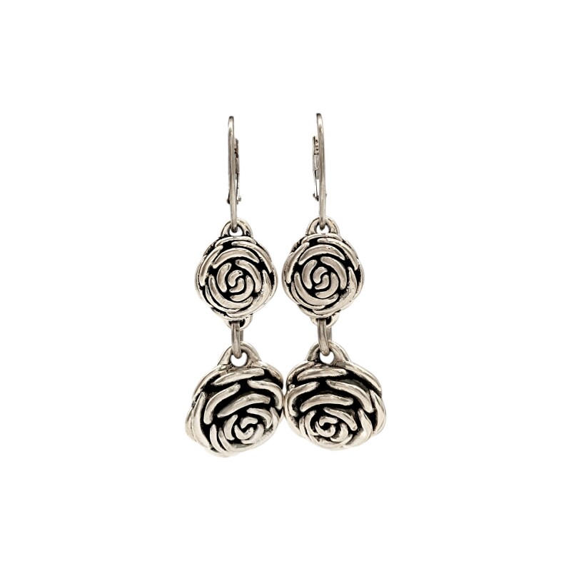 Caravanas Colgantes rosas-Plata 925 quemada e inflada-Sin Piedra-CA3690 sinpiedra