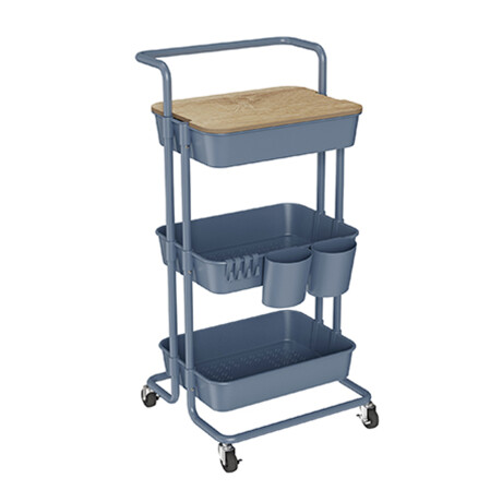 Carrito Organizador Multiuso 3Niveles Ruedas 360° Tapa Azul