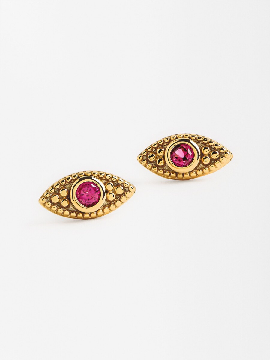 Pendientes Ojos Con Circonitas - Plata De Ley 925 rosa