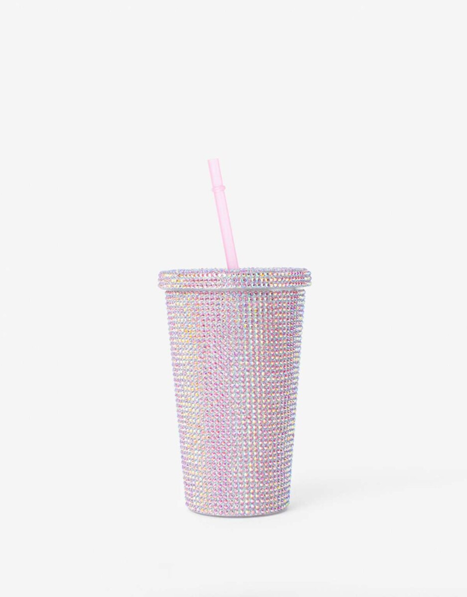 Vaso Con Glitter - Rosa Metalizado 