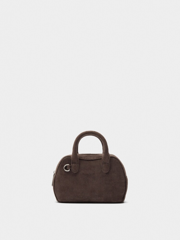 Mini Bolso De Mano Con Efecto Piel marron