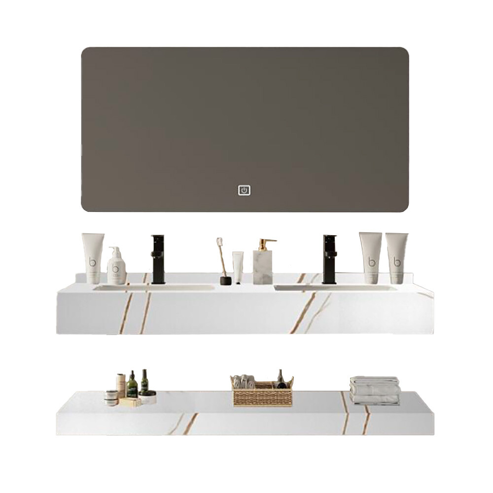 CONJUNTO DE BAÑO HABITARE MODELO NS1004-150D / MUEBLE + BACHAS + ESPEJO CON LUZ Conjunto De Baño Habitare Modelo Ns1004-150d / Mueble + Bachas + Espejo Con Luz