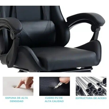 Silla Gamer Ergonómica con Masajes y Apoyapies Negra 001