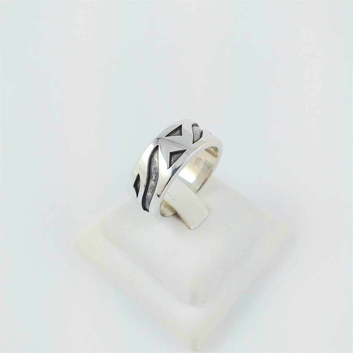 Anillo de plata 925, modelo olas unisex, ancho 8mm, diámetro interno 18mm, #17 