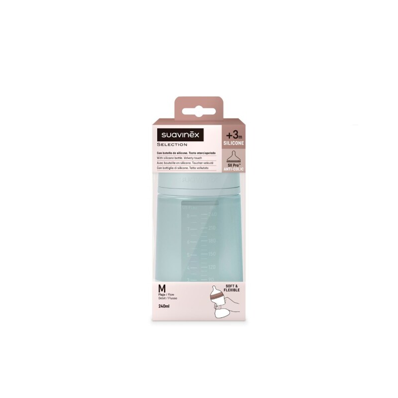 BIBSXPRO240ML3-6 Mamadera Biberon Anticolico Sx Pro Fisiologico 240 Ml 3 A 6m Suavinex - Azul