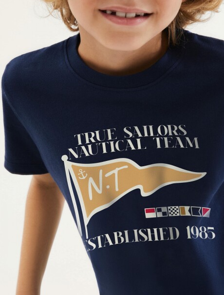 CAMISETA INFANTIL CON ESTAMPA AZUL