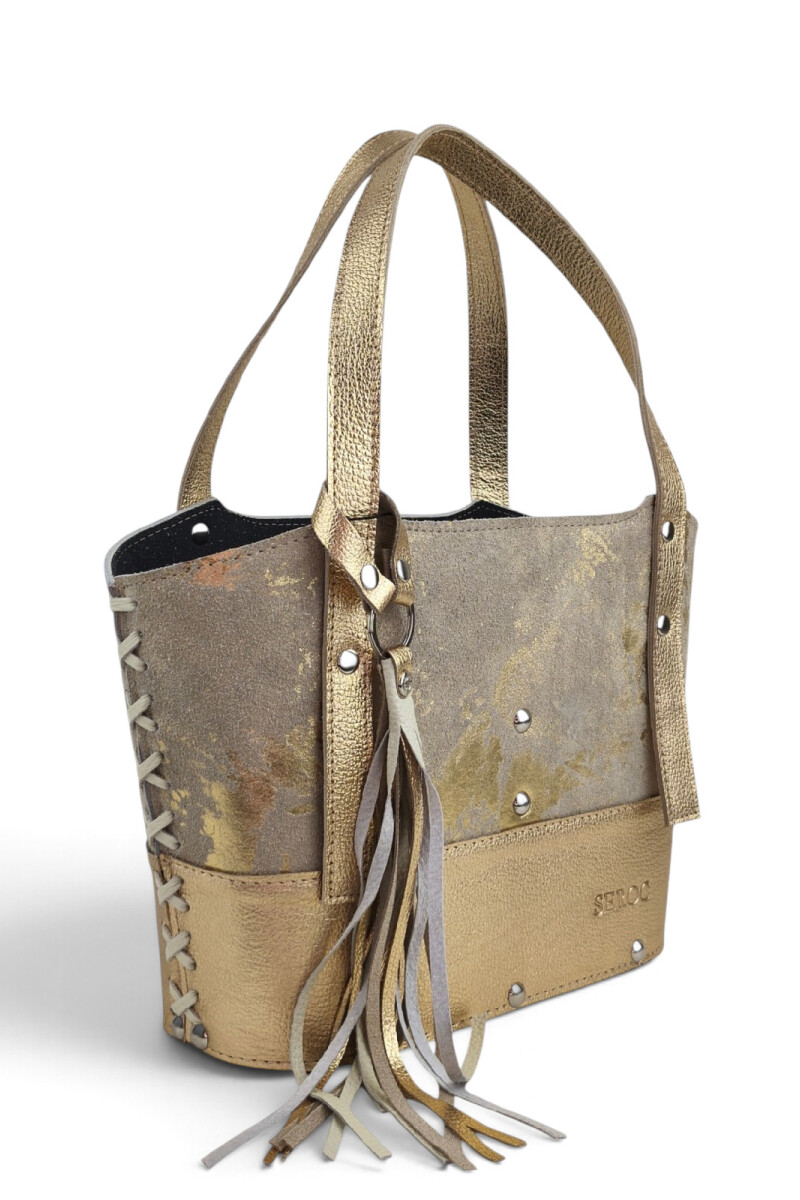 Matera de dama con trenzado dorado con beige