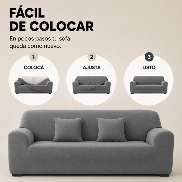 Cubre Sofá Elástico Elastizado Funda 3 Cuerpo Plaza Variante Color Gris Claro