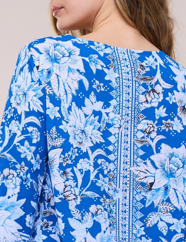Blusa Poncho Floral AZUL/MULTI
