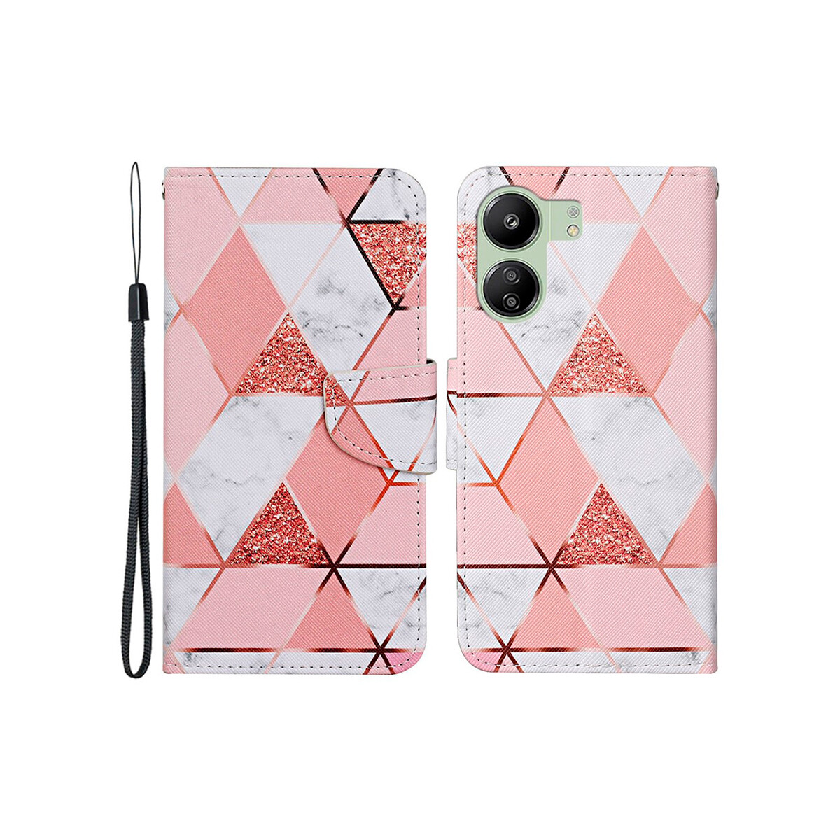 Flip cover Xiaomi Redmi 13C diseño rombos color rosa 