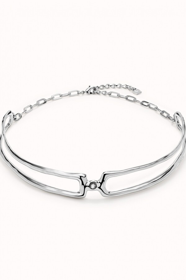 COLLAR DOBLE BAÑADO EN PLATA DE LEY CON TOPACIO BLANCO Colgante