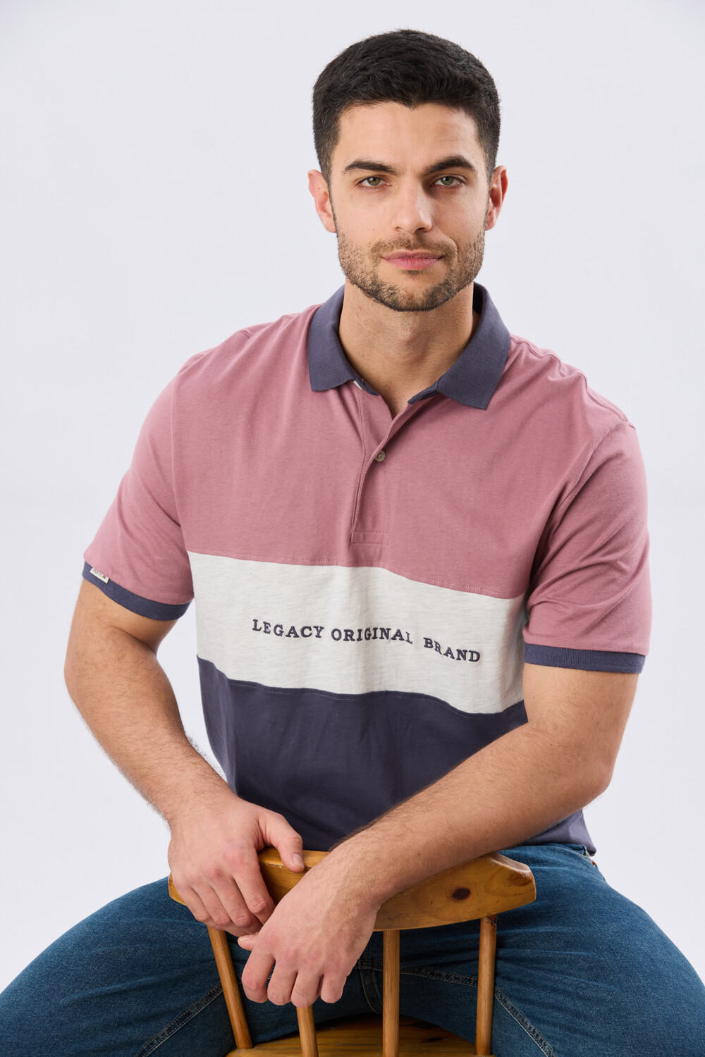 REMERA POLO RAYADA JERSEY Rosa
