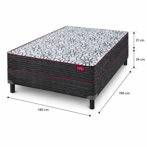 Conjunto sommier y colchón de resortes Zafiro Iridio 2 plazas 140x190 Conjunto sommier y colchón de resortes Zafiro Iridio 2 plazas 140x190