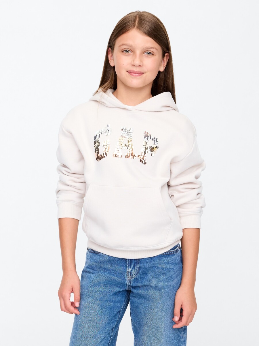 Canguro Logo Gap Con Felpa Niña - Oyster Shine 