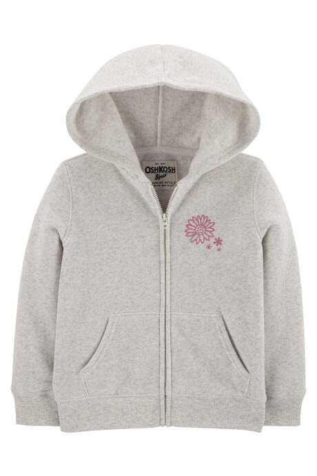 Campera de algodón con felpa con capucha y bordado floral Sin color