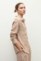 Camisa clasica lino tostado melange