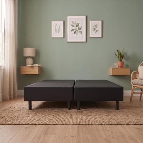 Base Box Sommier Tapizada Negra para Colchón 158x198x35 Doble