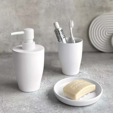 Set de Baño Pure 3 Pzas en Plástico Jaboneras Portacepillos Blanco