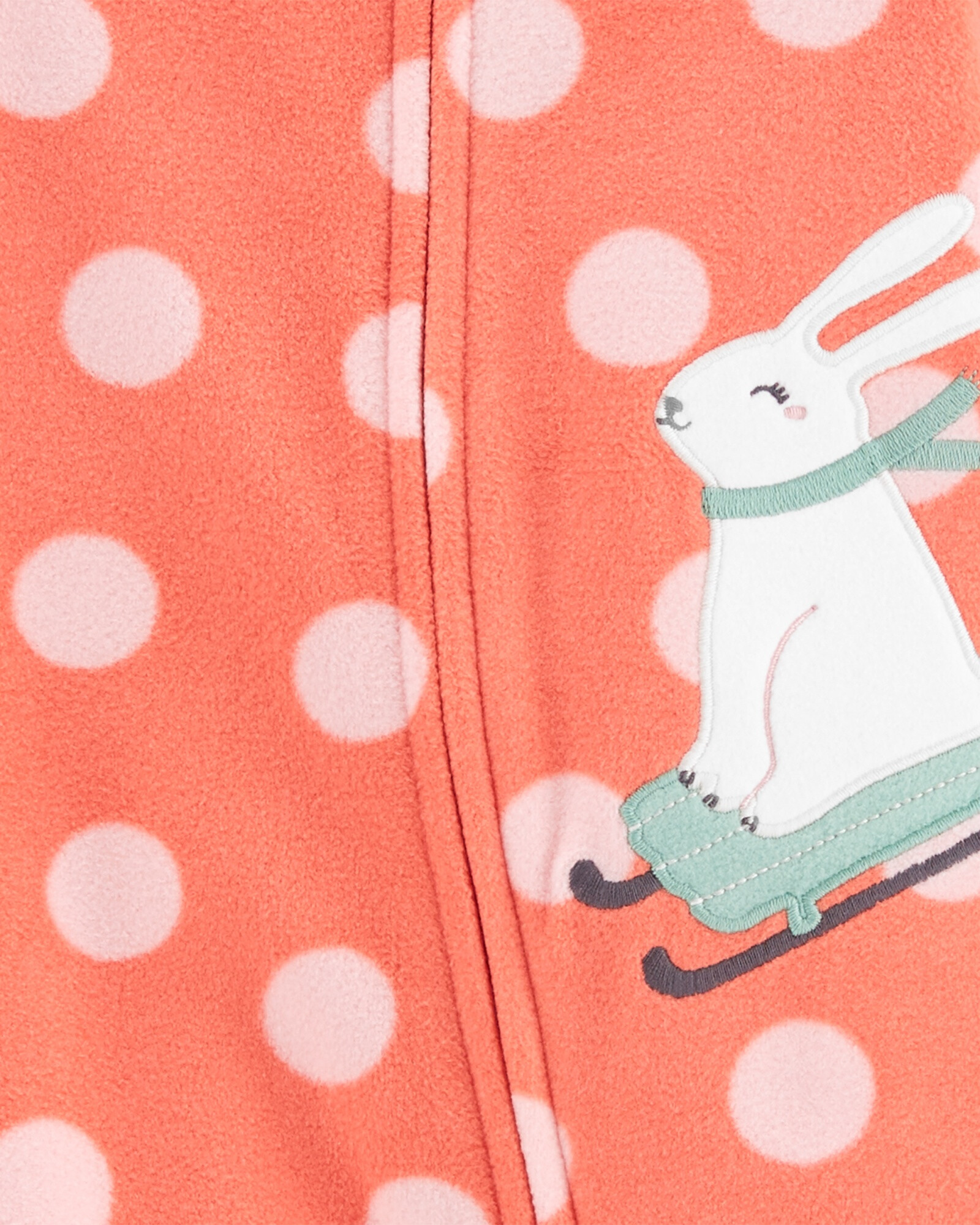 Pijama una pieza de micropolar con pie estampa conejo Sin color