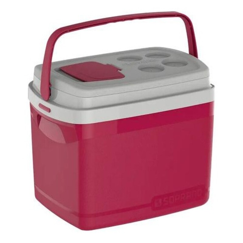 Conservadora portátil con tapa de acceso rápido Soprano Tropical 32L Rojo