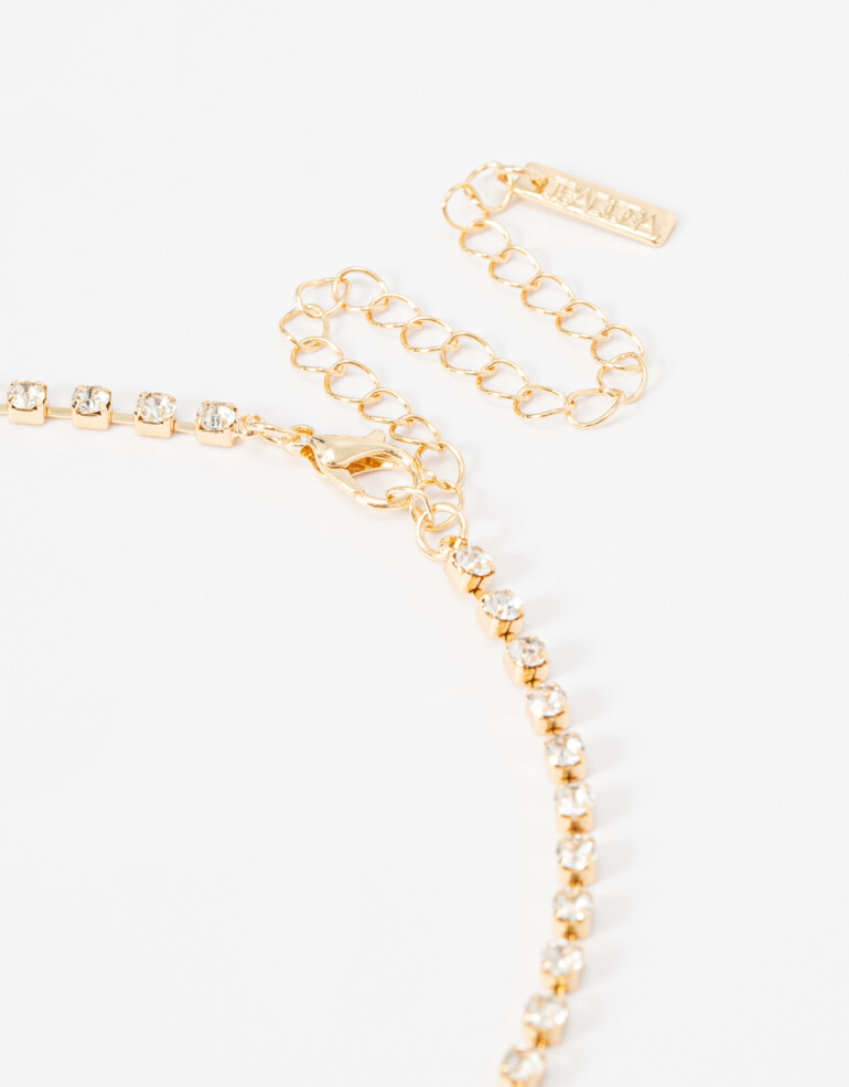 Collares Largos Strass Collar Largo De Strass. - Dorado