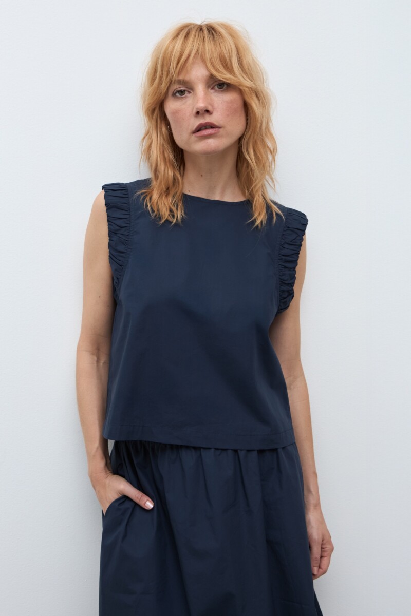Blusa sisa drapeada azul marino