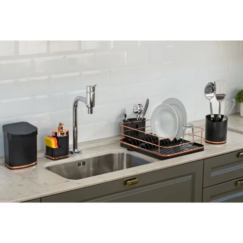 DISPENSADOR JABÓN LIQUIDO Y ESPONJA NEGRO ROSE Dispensador Jabón Liquido Y Esponja Negro Rose