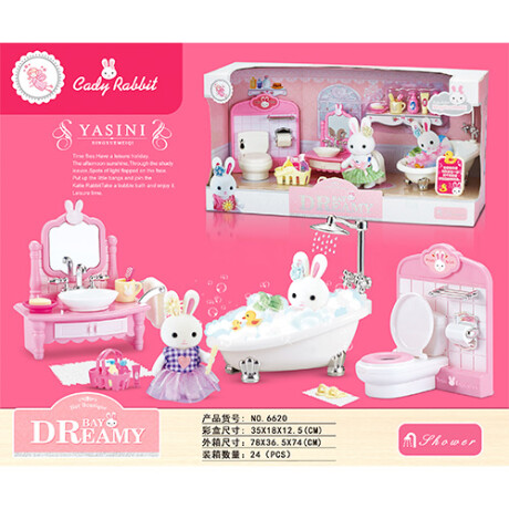 Juego Infantil Playset Bay Dreamy Baño y Figura Conejita 001