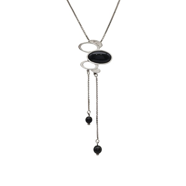 Conjunto colgante vintage Ónix - Plata 925 - Piedra Ónix- CJ3061 Conpiedra