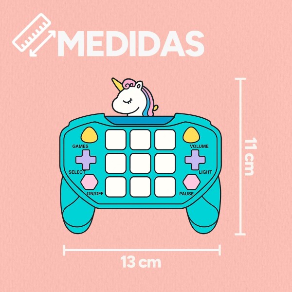 Joystick Consola Interactiva 15 Botones Con Luces Y Sonido Unicornio celeste