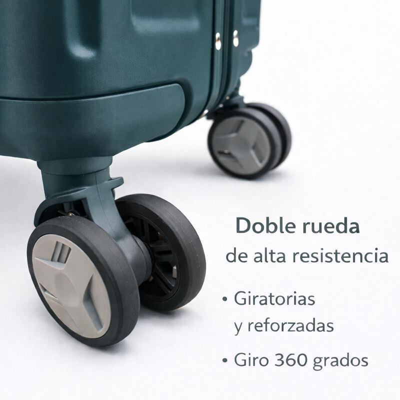 Set de Valijas Rígidas x3 con Ruedas 360° – Equipaje de Viaje Verde
