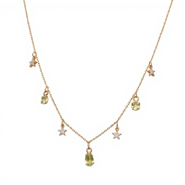 Conjunto Onam-Plata rodinada con micra de oro 18k - Piedra Peridoto y Topacio blanco-CJ2008 conpiedra